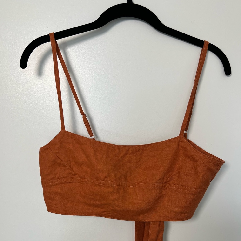 Rust linen crop top